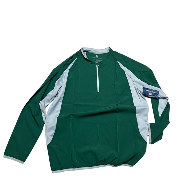 Wire2wire Men's Performance Long Sleeve Baseball Cage Jacket Green/Gray Large - Picture 1 of 4